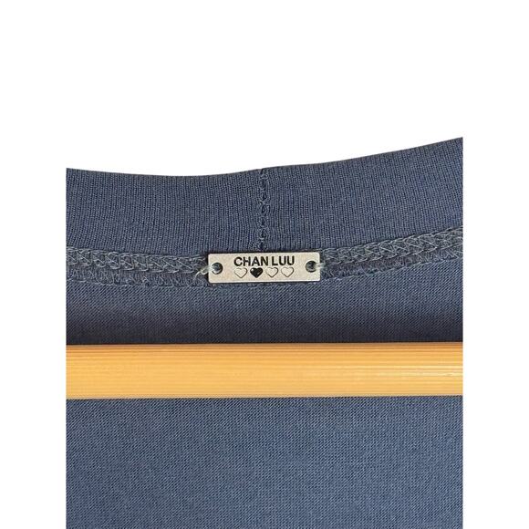 Chan Luu Gray Button Front Long Tunic Top 3/4 Sleeve Boho Y2K Minimalist M - Picture 5 of 11